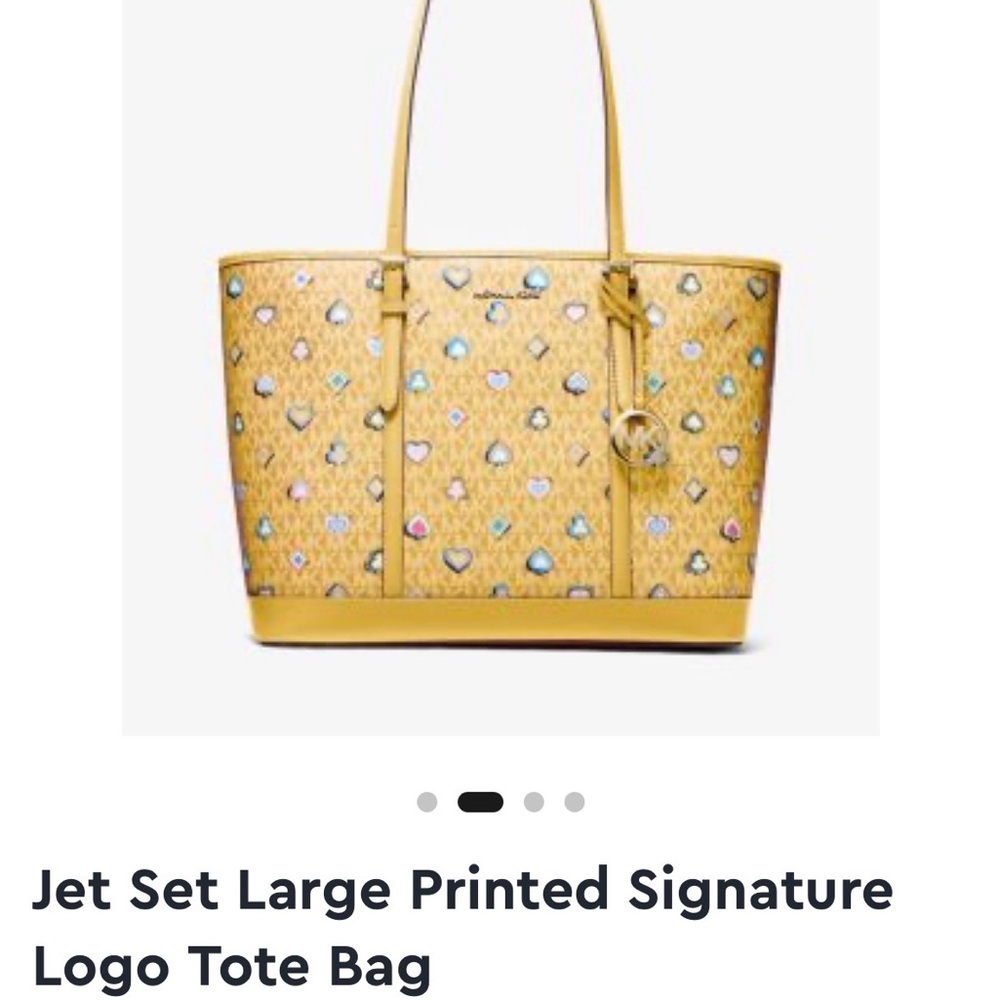 MICHAEL KORS BUNDLE Yellow Patterned Tote Bag/Wallet NWT - Picture 3 of 8